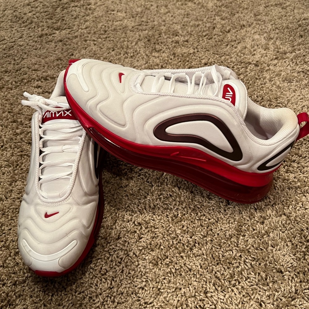 Nike Air Max 720 White Red Athletic Shoes